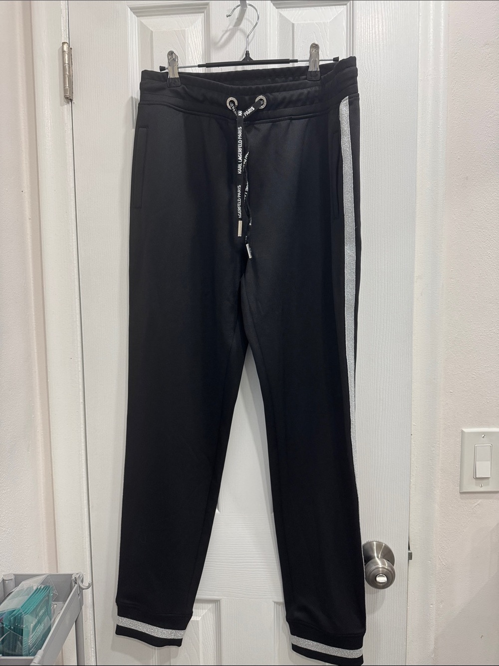 Karl Lagerfeld Black Joggers with Logo Drawstring